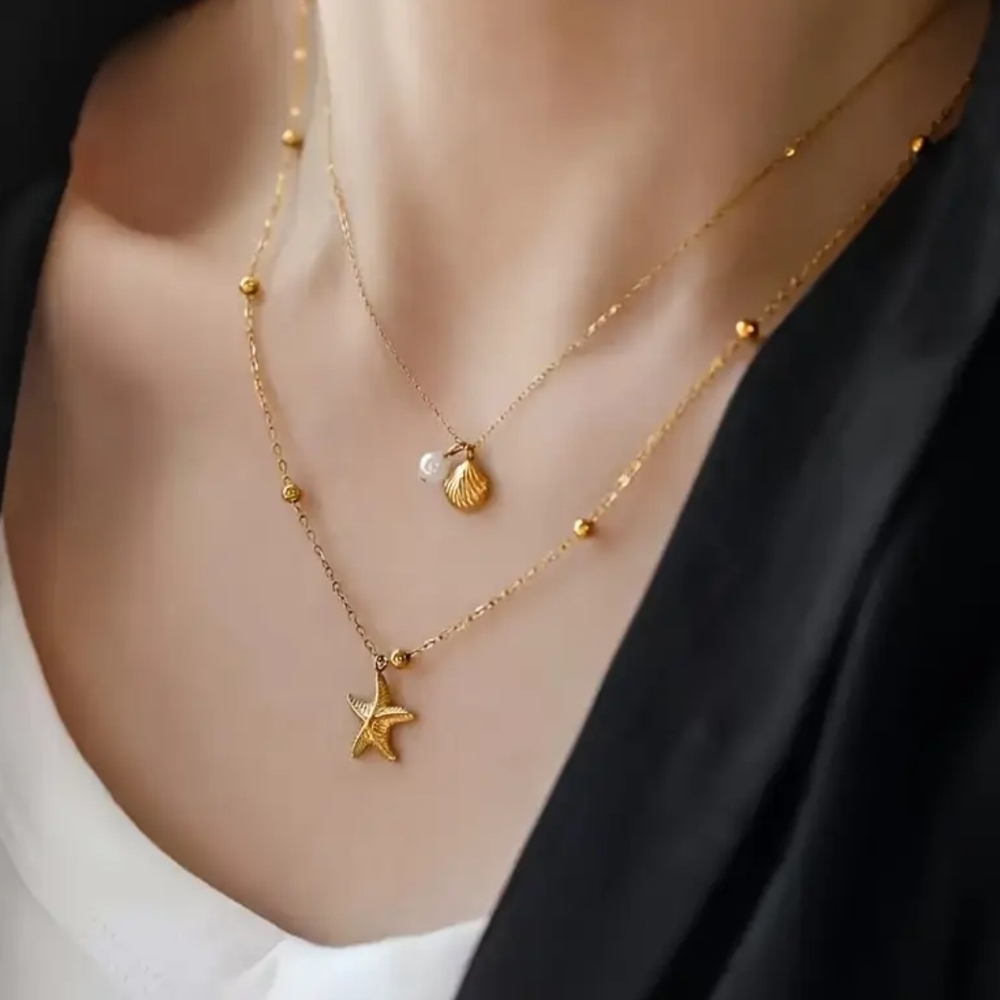 18 KT Gold Over Titanium Shell Necklace
